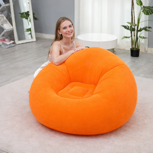Надувне крісло-пуф Inflatable Sofa / Надувне крісло-мішок 110&times;110&times;85 см Помаранчевий