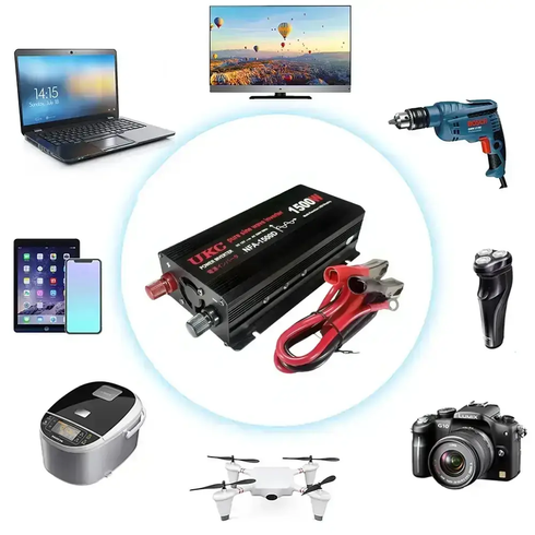Автомобильный инвертор 1500 Вт, 12&ndash;220 В, 2&times;USB, чистый синус / Инвертор для котла и техники