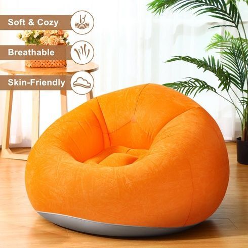 Надувне крісло-пуф Inflatable Sofa / Надувне крісло-мішок 110&times;110&times;85 см Помаранчевий