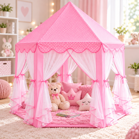 Детская игровая палатка домик 130&times;130&times;110 / Детская палатка / Детская складная тюлевая замок-шатер