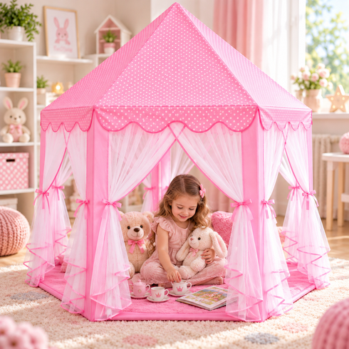 Детская игровая палатка домик 130&times;130&times;110 / Детская палатка / Детская складная тюлевая замок-шатер