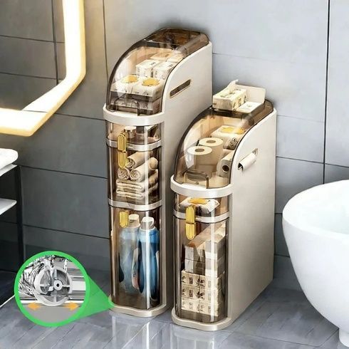 Вузька шафа для ванної кімнати 78х41х18см / Пластиковий пенал на колесах