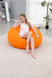 Надувне крісло-пуф Inflatable Sofa / Надувне крісло-мішок 110&times;110&times;85 см Помаранчевий