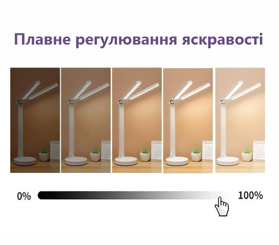 Светодиодная LED настольная лампа с двумя плафонами с термометром, часами, календарем, подставка для ручек на аккумуляторе