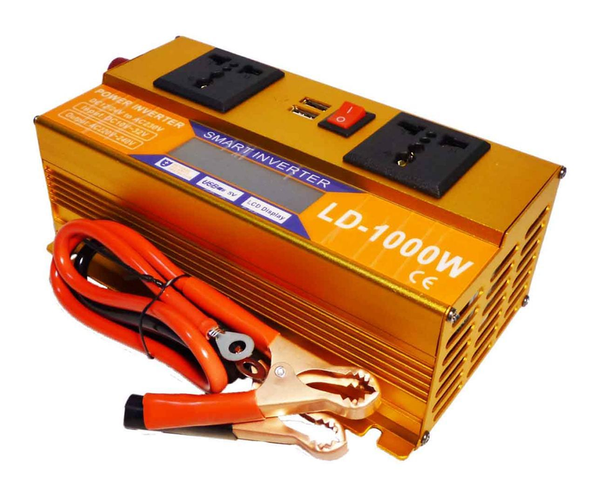 Преобразователь Инвертор 1000W 12V/24V + LCD, золотой