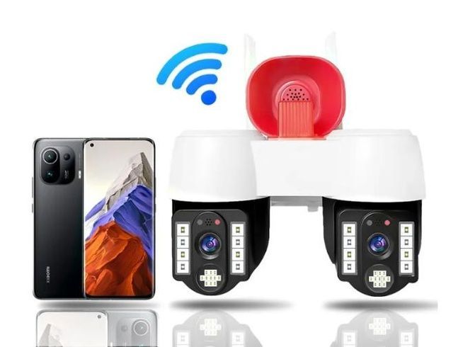 Високопродуктивна камера відеоспостереження з двома напрямками руху, WIFI, горизонтальне обертання на 360&deg; та вертикальне на 90&deg;, водонепроникна, нічне бачення, датчик руху, 4M, x10, V380pro
