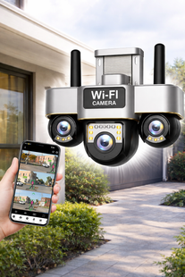 Вулична Wi-Fi камера відеоспостереження 15MP , 3 об'єктива /Поворотна камера спостереження / Smart Net Camera SC28 V380 PRO