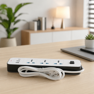 Удлинитель сетевой развивающий AND WL-7 / Удлинитель с USB портами / Сетевой фильтр на 3 розетки, (2хUSB+Type-C), 2м