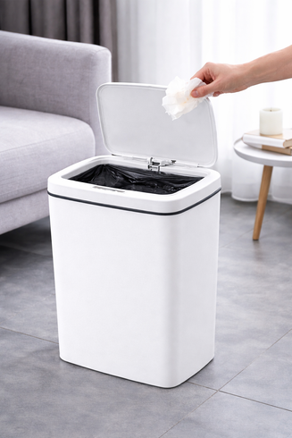 Ведро для мусора со смарт-датчиком приближение Smart trash can 10 л Белый