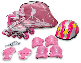 Дитячі Роликові Ковзани рожеві У Комплекті З Захистом Maraton Combo M 28-33