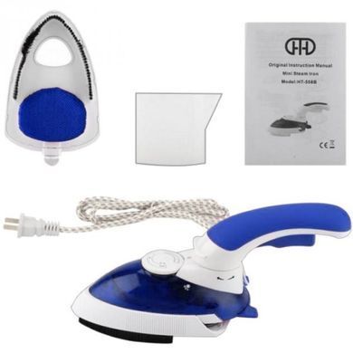 Ручний паровий відпарювач Mini Steam Iron HT-558B - компактна дорожня парова праска зі щіткою, Темно-синій
