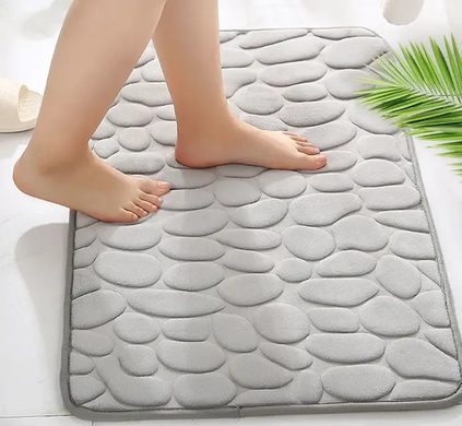 Антиковзний килимок у ванну з 3d ефектом (каміння) СІРИЙ | Стильний гумовий килимок у ванній кімнаті, серый