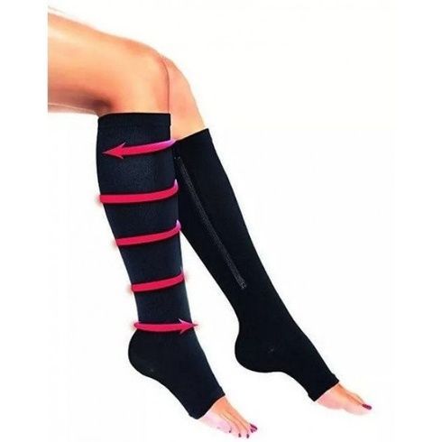 Компрессионные гольфы Zip Sox, носки от варикоза Чёрный