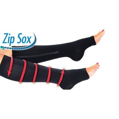 Компрессионные гольфы Zip Sox, носки от варикоза Чёрный