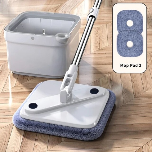 Комплект швабра с ведром для мытья полов Mop with bucket K10, с отжимом / Складная швабра