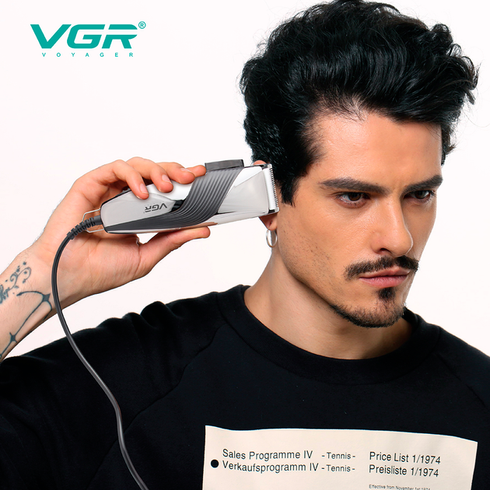 Машинка для стрижки волос и бороды VGR Professional V-121, 8 насадок, ножницы, расческа, от сети 220