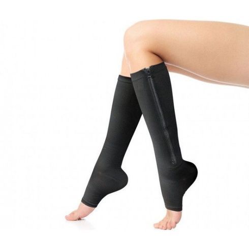 Компрессионные гольфы Zip Sox, носки от варикоза Чёрный
