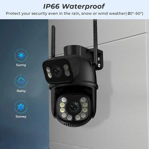Подвійна вулична Wi-Fi камера відеоспостереження 2+2 Мп E390 + Led підсвічування IP66 (Eyes390)