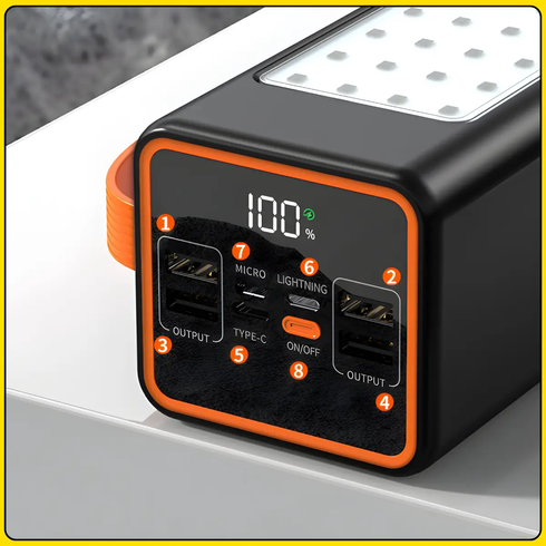 Повербанк&nbsp;100000 mAh&nbsp;з LED-ліхтариком&nbsp;і швидкою зарядкою&nbsp;Hoco JA88A 22.5W