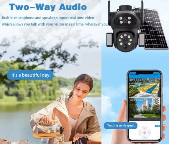 Уличная 4G камера 8.0 Мп на солнечной панеле / Беспроводная камера 360 градусів AND VQ006-4G (v380Pro)