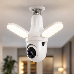 Бездротова камера-лампа E27 3MP з датчиком руху, Wi-Fi, оглядом 360&deg; V380 Pro/ Wi-Fi міні IP камера відеоспостереження в патрон із вбудованим мікрофоном та LED-підсвічуванням