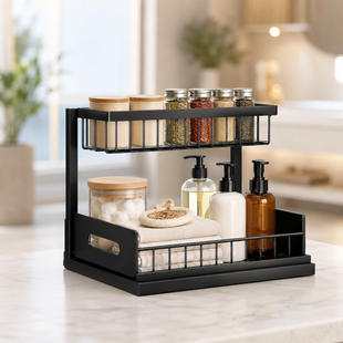 Кухонный стеллаж-сушилка для посуды моющего Storage rack AND-103-30-10pcs / Органайзер для кухонных принадлежностей / Двухуровневый органайзер для хранения