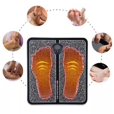Вібраційний масажер EMS для ніг Електричний масажний килимок для ступнів Автоматичний масажер стоп, Черный