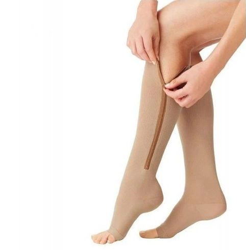 Компрессионные гольфы Zip Sox, носки от варикоза Бежевые