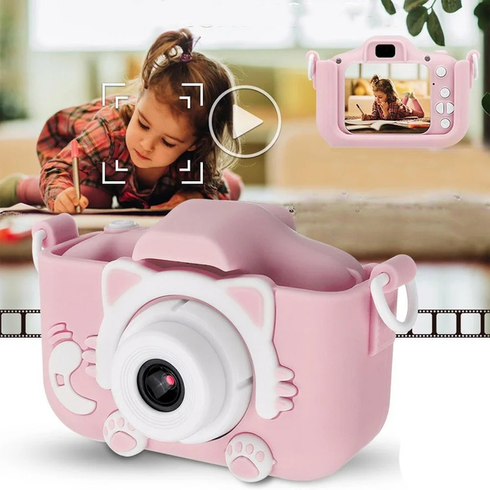 Детский цифровой фотоаппарат Smart Kids Kitty с 2" экраном 20Мп в силиконовом чехле "Кошечка" со встроенными играми