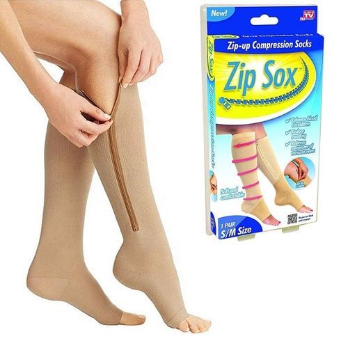 Компрессионные гольфы Zip Sox, носки от варикоза Бежевые