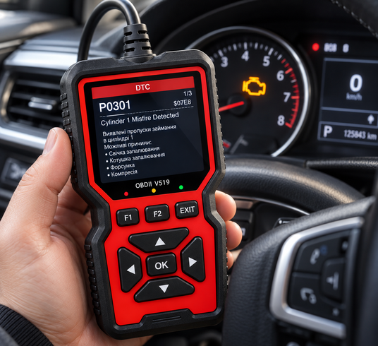 Діагностичний сканер V519 OBD2 / Діагностичний автосканер несправностей автомобіля / Діагностичний адаптер з кольоровим дисплеєм