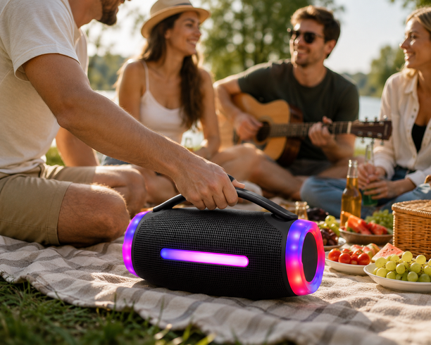 Колонка MS-3643BT-W / Колонка Bluetooth з мікрофоном / Акустика з RGB-підсвічуванням