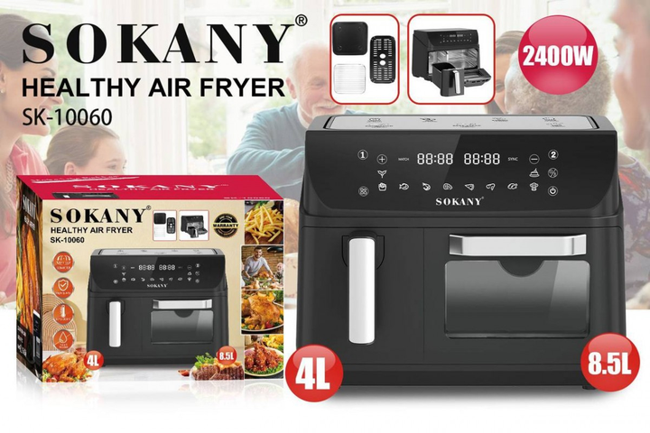 Аерофритюрниця Sokany SK-10060 з 2 чашами, сенсорне керування