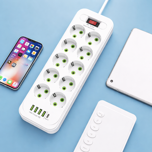 Удлинитель-переноска D10 10&times;220В+ 4&times;USB+ 1&times;Type-C 2500W 5 метров
