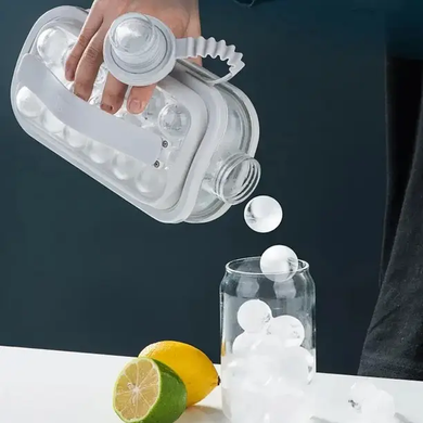 Портативная силиконовая форма для льда бутылка 2 в 1 ICE CUBE TRAY складная на 17 шариков, Белый