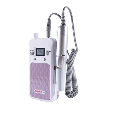 Портативный Фрезер для ногтей Nail Drill YT-928 аккумуляторный с индикатором заряда на 35 000 оборотов, Розовый