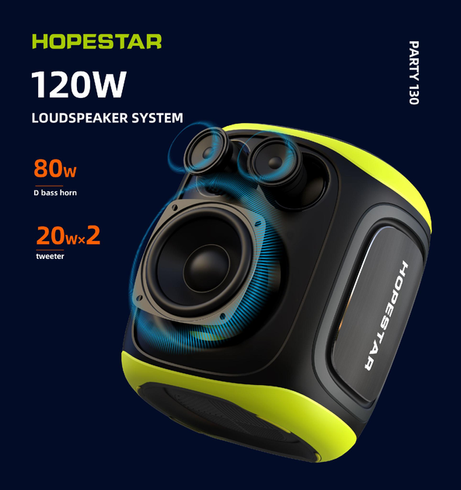 Портативная беспроводная колонка Bluetooth Hopestar Party 130 с 2 Микрофоном Караоке |120Вт, Bluetooth