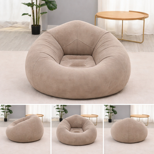 Надувне крісло-пуф Inflatable Sofa / Надувне крісло-мішок 110&times;110&times;85 см Бежевий