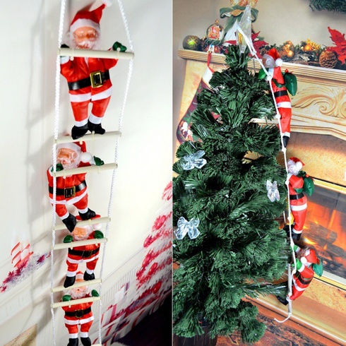 Декоративний Дід Мороз повзучий сходами (Санта Клаус на сходах) 3 фігурки по 30см