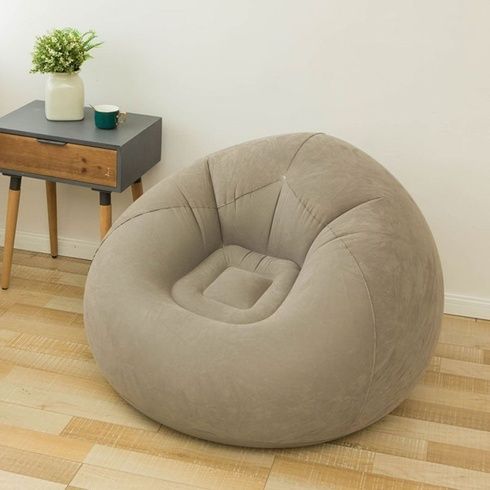 Надувне крісло-пуф Inflatable Sofa / Надувне крісло-мішок 110&times;110&times;85 см Бежевий