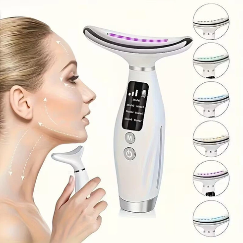 Акумуляторний електричний масажер для обличчя Neck Beauty Device з LED-дисплеєм, 7 режимів, USB-заряджання