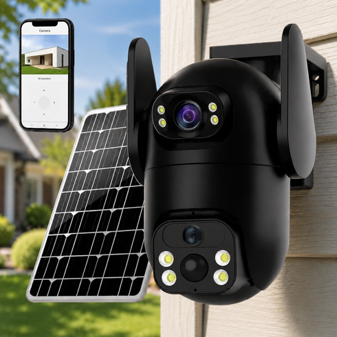Камера відеоспостереження із сонячною панеллю AND VQ05-4G solar camepa app380 / Камера вулична 6.0 Мп