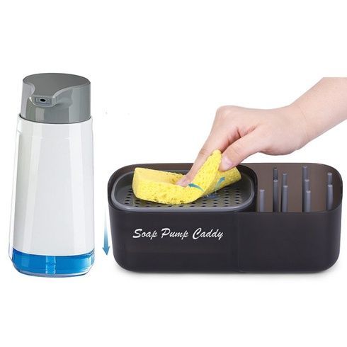 Контейнер-диспенсер для кухни. Дозатор для моющего средства Soap Pump Caddy Черный