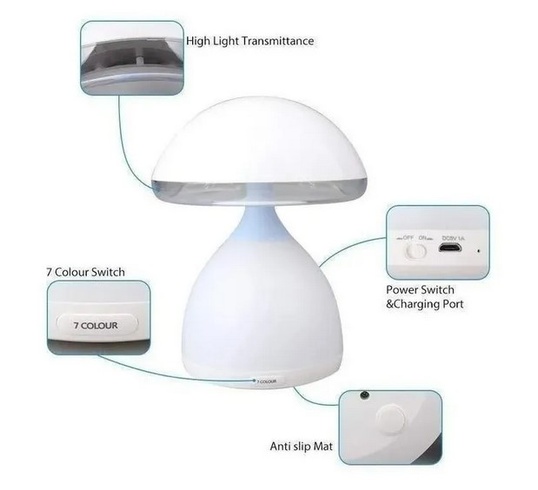 Ночник HUIAN HC-868 Colorful EYE mushroom lamp LED USB 7 colors Светильник Гриб Мягкий лед ночник