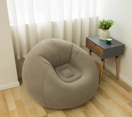 Надувне крісло-пуф Inflatable Sofa / Надувне крісло-мішок 110&times;110&times;85 см Бежевий