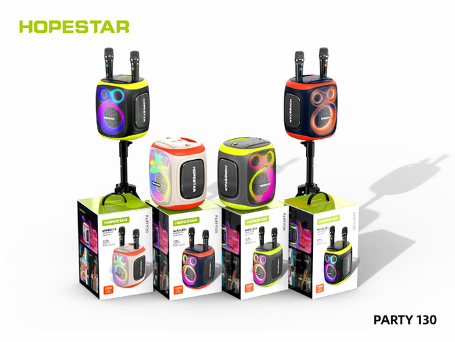 Портативная беспроводная колонка Bluetooth Hopestar Party 130 с 2 Микрофоном Караоке |120Вт, Bluetooth
