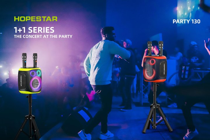 Портативная беспроводная колонка Bluetooth Hopestar Party 130 с 2 Микрофоном Караоке |120Вт, Bluetooth