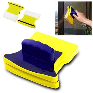 Магнітна щітка для миття вікон із двох сторін Magnetic Double side Cleaner 40мм зі страхувальним шнуром жовто-синя, Блакитний
