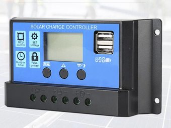 Контролер заряду сонячний 10А 12/24В OTS з дисплеєм та USB PWM, Черный