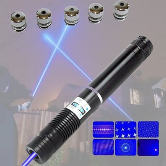 Лазерная указка (лазерный целеуказатель) 10000Мвт синяя с насадками Laser Blue YXB 008, Черный